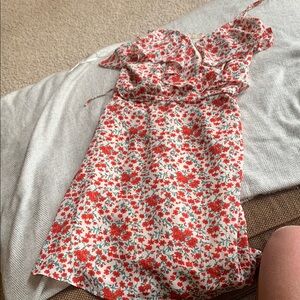 Floral Dress in Red and White